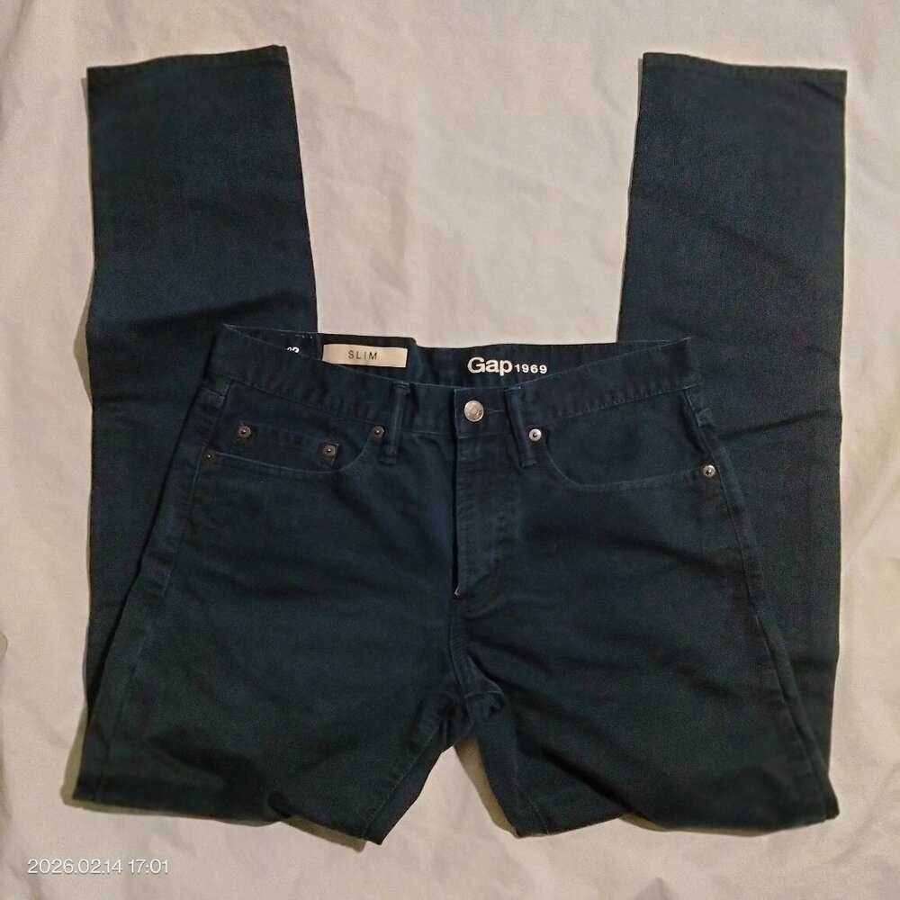 GAP 1969 Mens Slim Fit Navy Blue Pants Size 30x32(30x31) Smart Casual Workwear